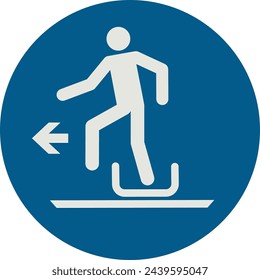 OBLIGATION SIGN PICTOGRAM, EXIT SLED-TOBOGGAN TO THE LEFT ISO 7010 – M050