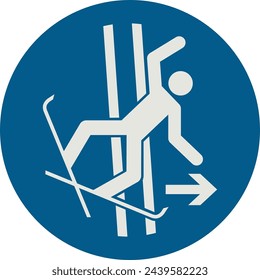 OBLIGATION SIGN PICTOGRAM, EXIT TOWPATH AFTER FALLING ISO 7010 – M035