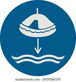OBLIGATION SIGN PICTOGRAM, LOWER THE LIFEBOAT TO THE WATER (LIFEBOAT LAUNCH SEQUENCE) ISO 7010 – M040