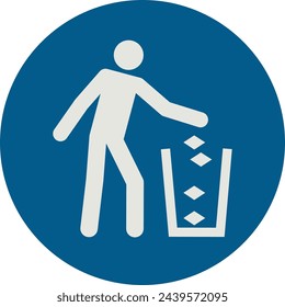 OBLIGATION SIGN PICTOGRAM, PLACE TRASH IN THE BIN ISO 7010 – M030