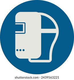 OBLIGATION SIGN PICTOGRAM, WEAR A WELDING MASK ISO 7010 – M019