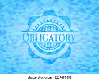 Obligatory sky blue emblem with mosaic ecological style background