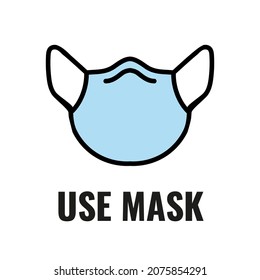 Obligatory use of a mask information sign isolated on white background.
