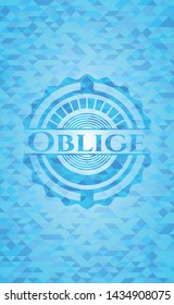 Oblige light blue emblem with mosaic background