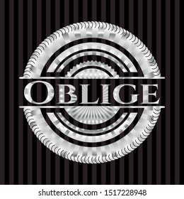 Oblige silvery badge. Vector Illustration. Mosaic.