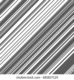 Oblique black lines with the same thickness and random white space between them.Modern black background. Vector illustration.
