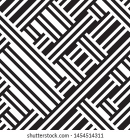 Oblique black lines. Vector seamless pattern. Repeating geometric background. Pattern with 50% black lines in foreground and 50% white lines in background.