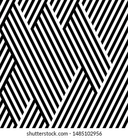 Oblique black lines. Vector seamless pattern. Repeating geometric background. 