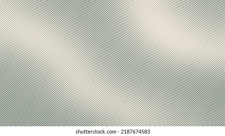 Oblique Etching Wavy Ripple Strokes Halftone Pattern Abstract Vector Smooth Blurred Liquid Structure Pale Green Texture Isolate On Back. Half Tone Graphic Parallel Hatching Lines Aesthetic Abstraction