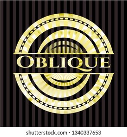 Oblique gold badge or emblem