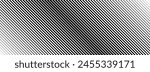 Oblique line halftone gradient texture. Fading diagonal stripe gradation background. Black slanted pattern backdrop. Thin to thick stripe vanish backdrop for overlay, print, cover. Vector wide texture