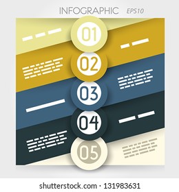 oblique line infographic five options in big rings in middle. infographic concept.