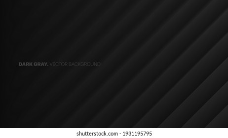 Oblique Lines 3D Vector Blurred Effect Dark Gray Abstract Background. Rendered Wall. Minimalistic Black Abstract Wallpaper