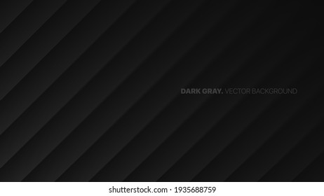 Oblique Lines 3D Vector Blurred Effect Dark Gray Abstract Background. Rendered Wall. Minimalistic Black Striped Abstract Wallpaper