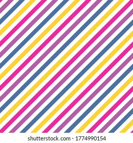 Oblique lines stripes abstract vector seamless pattern. Parallel lines texture. Bar stripes wallpaper. Colorful diagonal parallel lines endless ornament.