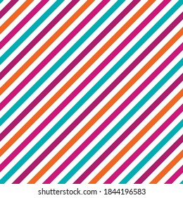 Oblique lines stripes cute vector seamless pattern. Parallel lines texture. Bar stripes wallpaper. Colorful oblique parallel lines endless ornament.