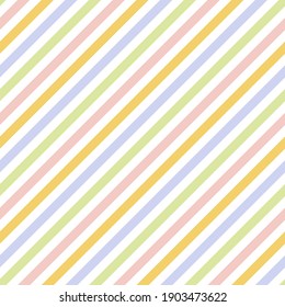 Oblique lines stripes trendy vector seamless pattern. Parallel lines texture. Stripes baby fashion print. Colorful slant parallel lines endless ornament.