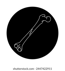 Oblique nondisplaced bone fracture line icon. Vector isolated element. Editable stroke.