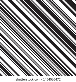 Oblique pattern with black lines. Monochrome geometric pattern. Ratio between white and black lines is 50%:50%.