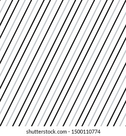 Oblique pattern with black and silver gray lines. Vector seamless pattern.