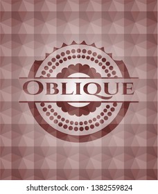 Oblique red badge with geometric pattern. Seamless.
