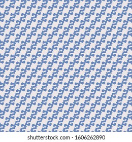 Oblique rows with hooks anchored in reverse. Decorative pattern in blue and light gray. Wrapping paper.