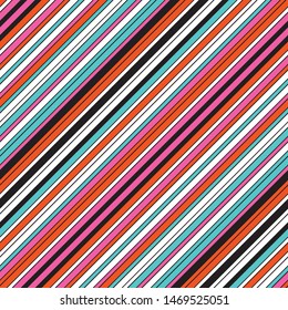 Oblique seamless pattern with color lines and contour. Vector seamless pattern.