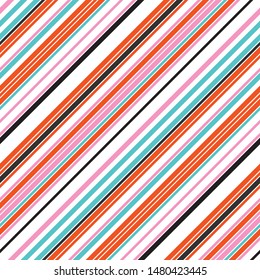 Oblique seamless pattern with color lines and contour. Vector seamless pattern.