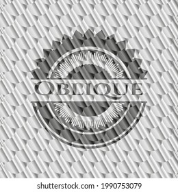 Oblique silver emblem or badge. Scales pattern. Vector Illustration. Detailed. 