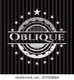 Oblique silver emblem. Vector Illustration. Mosaic. 