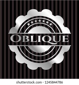 Oblique silver shiny emblem
