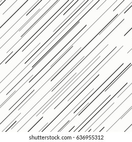 Oblique straight parallel lines seamless pattern.Repetitive, dashed, diagonal and parallel lines of different lengths on white background.