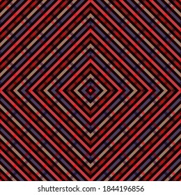 Rasgos oblicuos rhombus rejilla abstracta vectores sin fisuras. Superposición de líneas en geometría hombus. Impresión de tela a cuadros. Coloridas líneas de revestimiento de rejilla ornamento interminable.