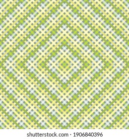 Oblique stripes rhombus grid delicate vector seamless pattern. Overlaying lines swatch. Stripes chequered wallpaper print. Colorful checkered lines endless ornament.