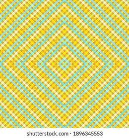 Oblique stripes rhombus grid vintage vector seamless pattern. Overlaying lines rhombus geometry. Stripes chequered fabric print. Colorful checkered lines endless ornament.