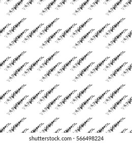 The oblique strokes drawn with a brush. Seamless pattern. Black, white.