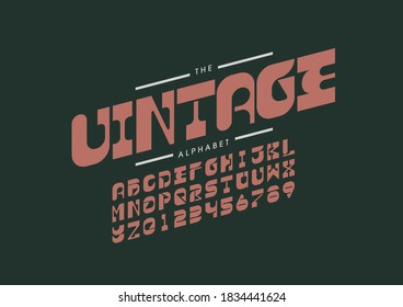 Oblique stylized vintage alphabet font vector