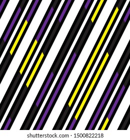 Oblique texture with colored streaks. Vector seamless pattern.
