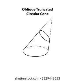 Oblique Truncated Circular Cone. Truncated. 3d geometric shapes vector. geometric hexagonal pyramid complex elements raster illustration isolated on white background