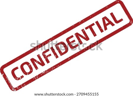 Oblique view displays a red ink 'Confidential' stamp, revealing document access restriction on a stark white background, underlining secrecy and information security.