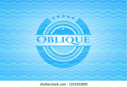 Oblique water wave emblem background.