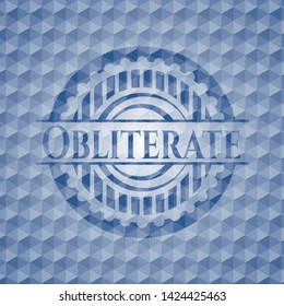 Obliterate blue hexagon badge. Vector Illustration. Detailed.