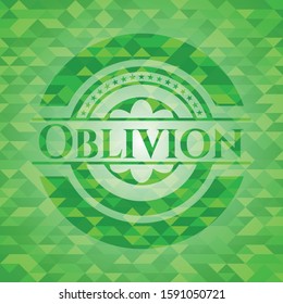 Oblivion green emblem with mosaic background. Vector Illustration. Detailed.