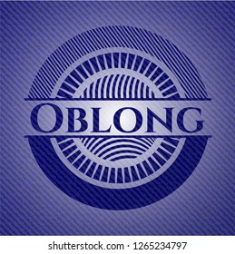 Oblong badge with denim background