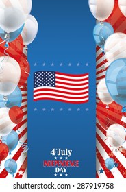 Oblong flyer design for 4th of july independence day with balloons. Eps 10 vector file.