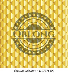 Oblong gold emblem. Scales pattern. Vector Illustration. Detailed.