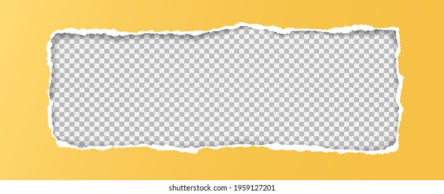 La composición de hoyos óblong en papel amarillo con bordes rotos y sombra suave está en el fondo cuadrado. Ilustración del vector