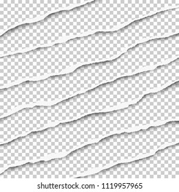 Oblong layers of torn transparent paper tears placed one under another. Vector template paper design.