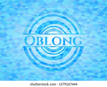 Oblong realistic sky blue mosaic emblem