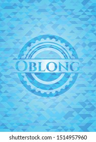 Oblong sky blue emblem with triangle mosaic background